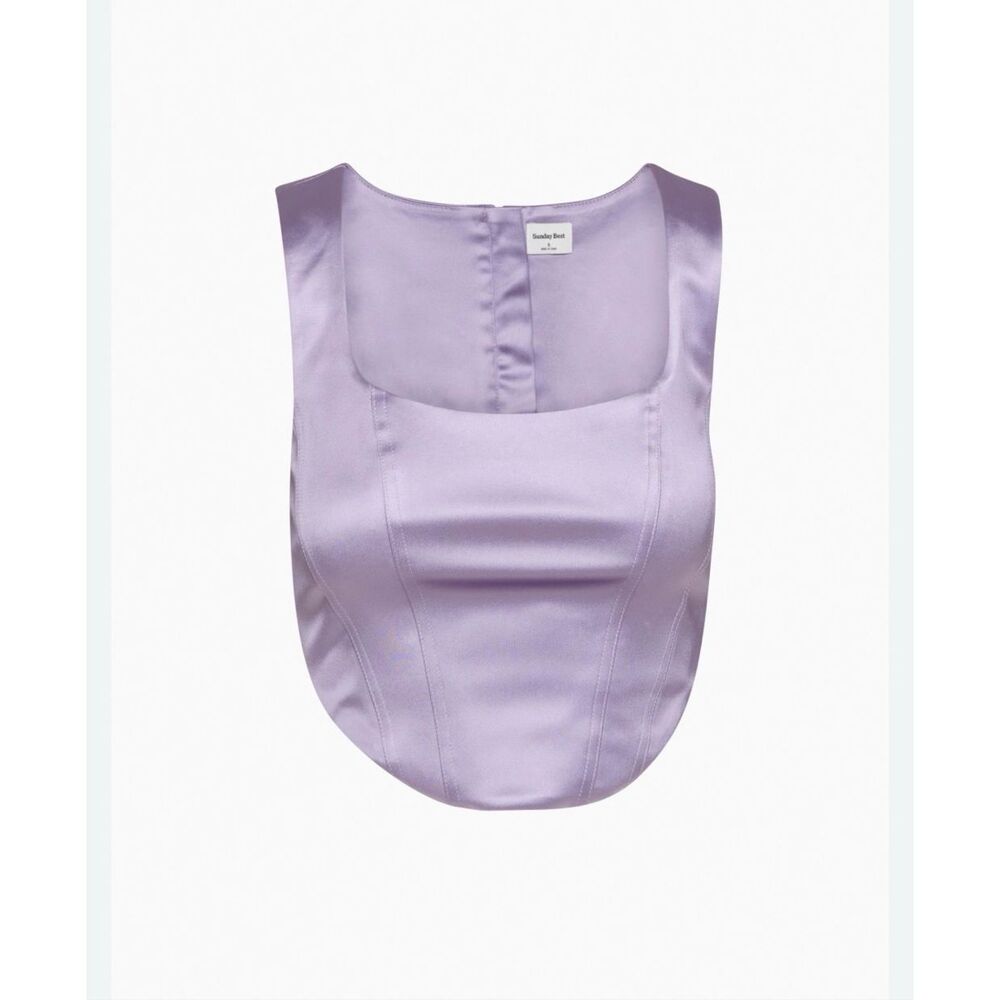 Sunday Best Satin Bustier Top | Lavender in XS